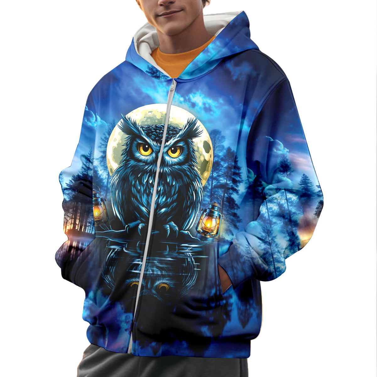 Owl In Dark Night Fantasy Art All Over Print Shirt