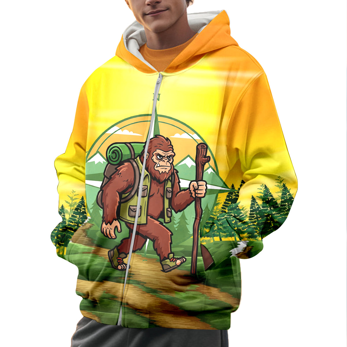 Funny Bigfoot Hiking All Over Print Shirt