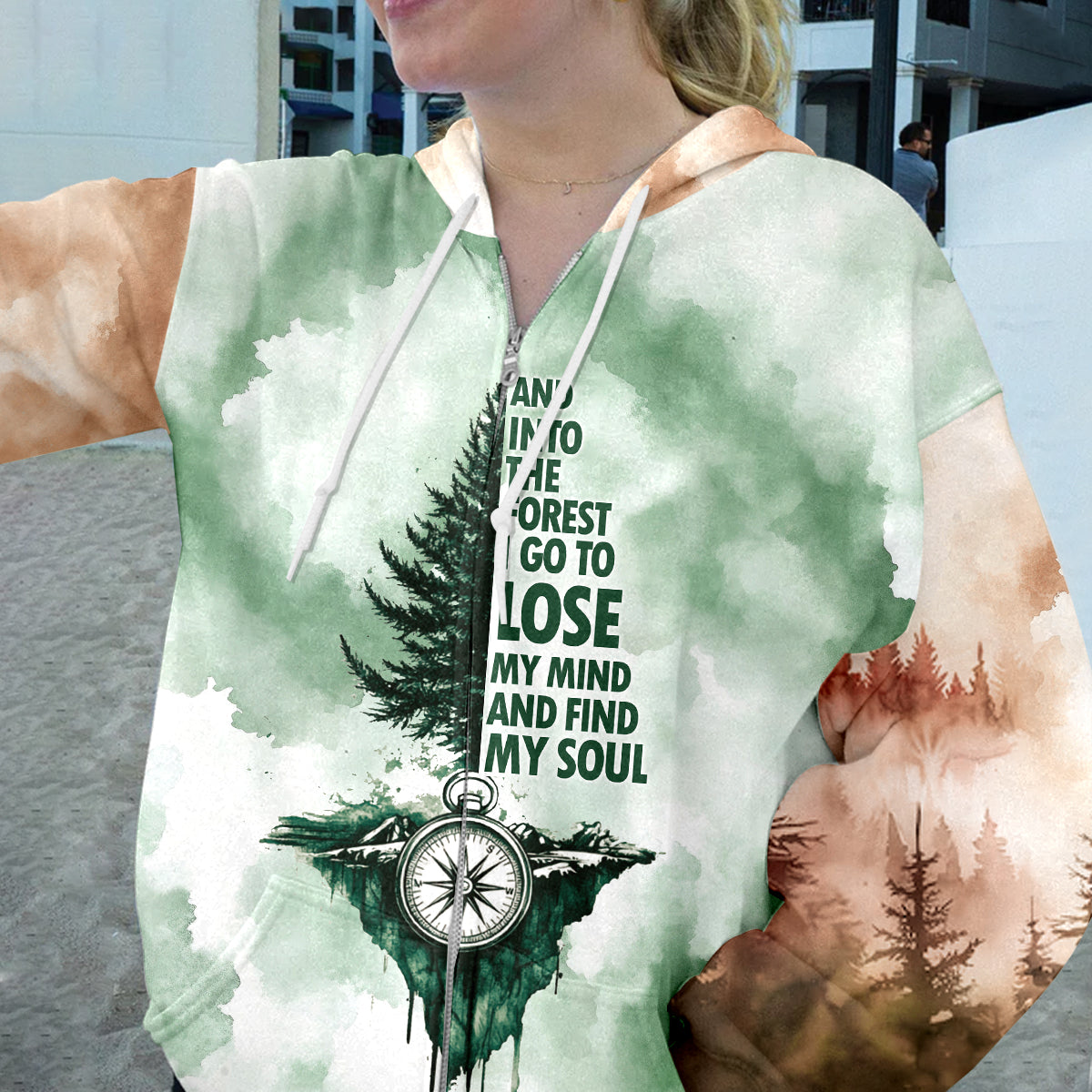 Into The Forest I Go Green Compass All Over Print Shirt