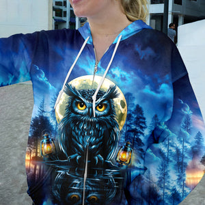 Owl In Dark Night Fantasy Art All Over Print Shirt