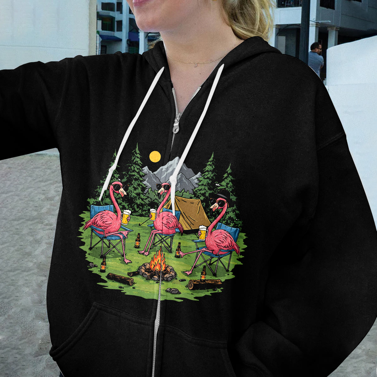 Funny Flamingo Making Memories Campfire All Over Print Shirt