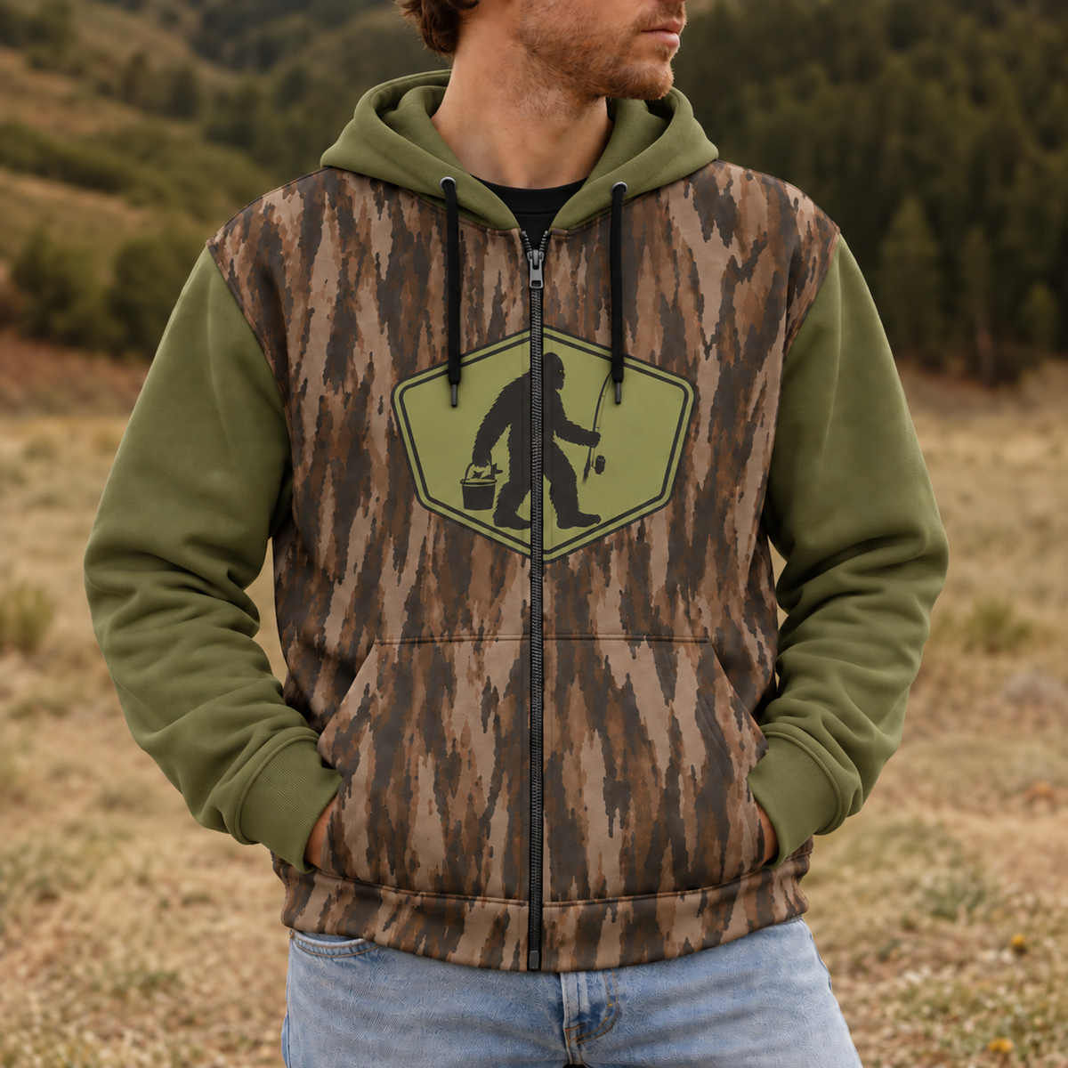 Bigfoot Fishing Camo All Over Print
